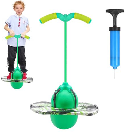 Yunlaishaocer Ballon Sauteur avec Poignée, Baton Sauteur Adulte Enfant, Capacité de Charge de 100 kg, Jeux Exterieur Enfant, Pogo Stick pour l'entraînement de l'équilibre, Ballon Fitness (Vert)