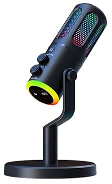 Leideli USB-Mikrofon für Gaming, Streaming, Podcasting, Twitch, YouTube, Discord, Aufnahme für PC und Mac, 4 Richtmuster, Sound in Studioqualität, Plug & Play-Blackout