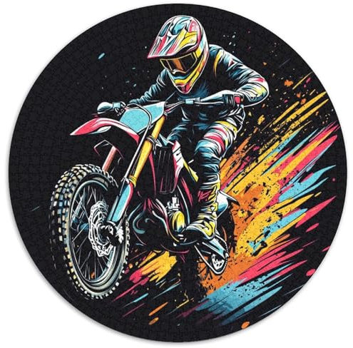 1000 Teile Dirt Bike Puzzle Für Erwachsene Und Kinder aus Karton Pädagogisches Spiel Tintenspritzer Offroad Motorrad Puzzles Dekoration Geschenk Für Erwachsene 1000pcs (67.5x67.5cm)