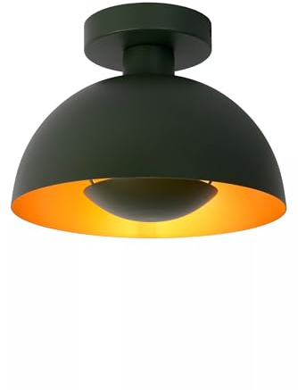 Licht-Erlebnisse Deckenleuchte Metall Grün Wohnzimmer Schlafzimmer Flur Büro Ø25 cm rund E27 bis 40 W indirekt Industrial Deckenlampe Küche PAZIL