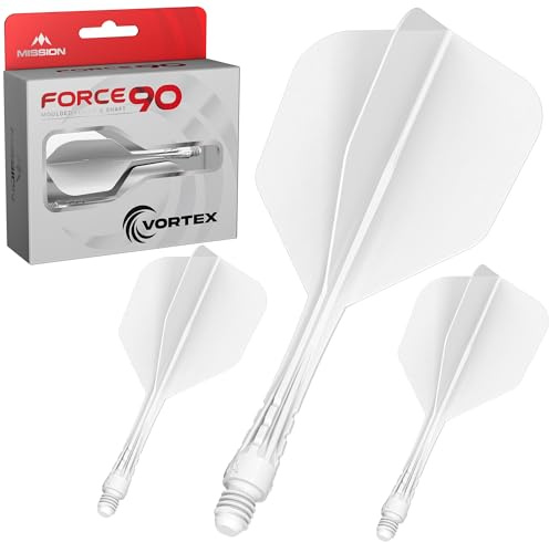 Mission Darts Force 90 Vortex, integriertes präzisionsgeformtes Dart-Flight- und Schaftsystem, mehrere Stile, mehrere Farben.