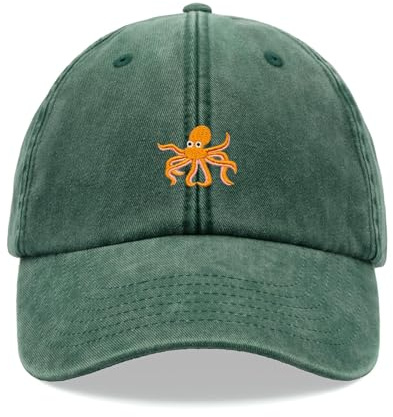 Orange Octopus Baseball Cap Vintage Washed Unisex Dad Hat Adjustable