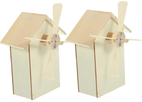ifundom 2 Stück Teiliges Holz windmühlen sparschwein zum Bemalen DIY Sparbüchse Kreatives Bastelset für Mädchen Dekoratives Sparhaus für Münzen und Kleingeld Geschenkidee zum Sparen