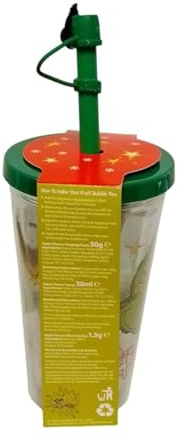 Reusable Bubble Tea Cup Set with Fruit Flavour Pearls, Black Tea Bag, Apple Syrup, Reusable Straw, Washable Cup for Homemade Drinks and Refreshing Treats