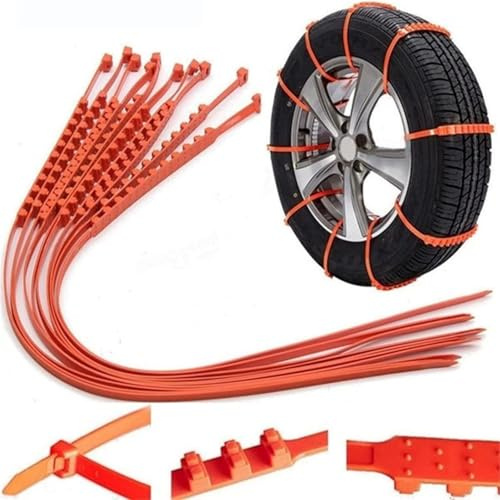 Wiederverwendbare Anti-Schneeketten für Autos, rutschfeste Kabelbinder für Autos, rutschfeste Kabelbinder, Reifenketten mit Kabelbindern (90cm,20pcs)