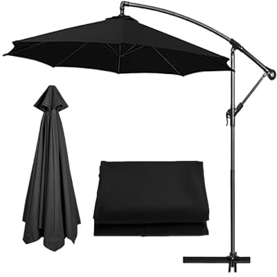 LJISEHG Ersatz-Sonnenschirmbezug – Schutzhülle for Ampelschirme zur Verwendung im Garten, auf der Terrasse, am Pooldeck, im Hof ​​und am Strand(Black,2m/6.5FT(6Ribs))