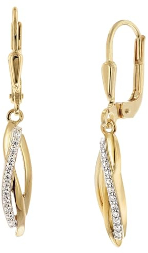 trendor Damen-Ohrringe 925 Silber Vergoldet Zirkonia Ohrhänger 21091 | zeitloser Ohrschmuck für Frauen, schöne Geschenkidee,