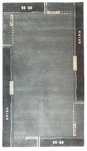 Rug Studios Teppich VENUS NEPAL - HANDGEKNÜPFT | Farbe: Grau | Größe: 90 x 160 cm | meliert | Vintagedesign | glamourös | Landhaus | Vintage | Modern | elegant | Wohnzimmer | Schlafzimmer | strapazier