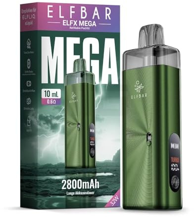 Elfbar ELFX MEGA - Basisgerät Pod System - 2800 mAh Akku - kein Liquid kein Nikotin enthalten (Green)