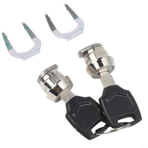 Cilindro de cerradura para maleta de moto con 2 llaves, pieza de repuesto de metal para maletero, cierre seguro, accesorio negro/plata