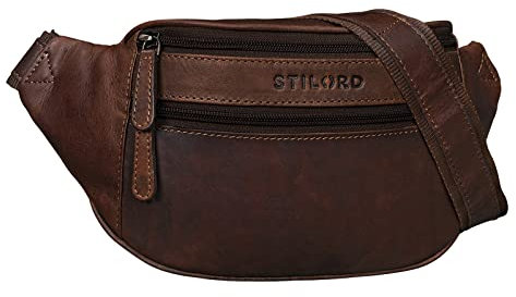 STILORD 'Marian' Gürteltasche Leder Vintage für Herren Damen Bauchtasche Hüfttasche für Handy Kosmetik Kamera Reisen Party Konzerte Festival Echtleder, Farbe:Cognac - Dunkelbraun