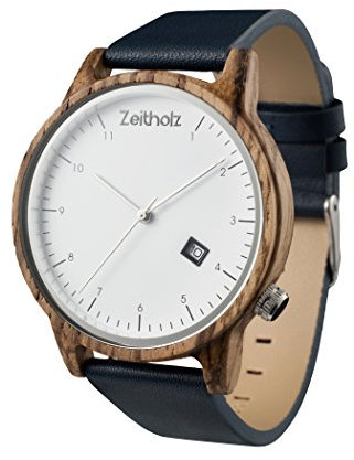 Zeitholz Unisex Holzuhr - Modell Breitenbrunn, Handgefertigt aus 100% natürlichem Zebrano mit Quarzwerk - Leichte analoge Holzuhr für Herren und Damen - Verstellbares Band passt für jedes Handgelenk