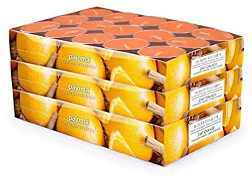 pajoma® Teelichte 3er Pack, Zimt-Orange | 90 Duft-Teelichte in Aluminiumhülle, Brenndauer ca. 4 Stunden - Höhe 1,5 cm ø 3,5 cm | Premium Qualität | Deko, Gastronomie, Outdoor, Windgläser, Hochzeit