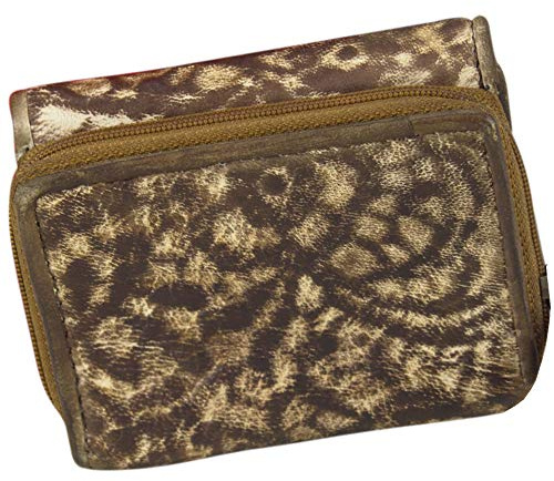 Sunsa Damen Leder Geldbörse. Kleine Geldbeutel. Braune Portmonnaie. Vintage Brieftasche. Geldtasche mit viele Fächer für Karten
