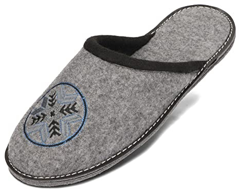 BeComfy Chaussons Hommes Feutre Semelle en Feutre Très Légère Gris Noir 40 41 42 43 44 45 46 UE (Gris foncé, Système Taille Chaussures EU, Adulte, Numérique, Moyen, 43)