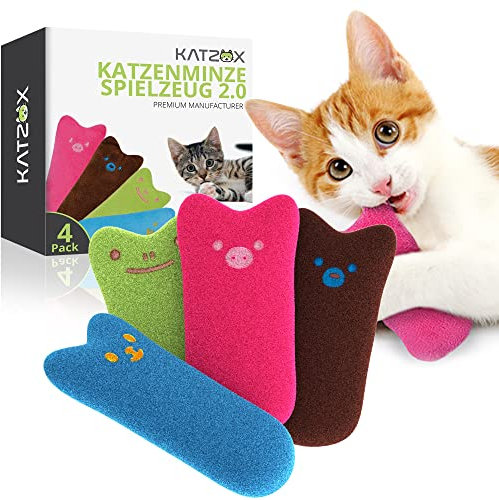 KATZOX© Cuscini per gatti - Design migliorato 2021 I Cuscini all’erba gatta I Accessorio per gatti I Cuscini per gatti resistenti a morsi e graffi I Cuscini con erba gatta I Gioco per gatti