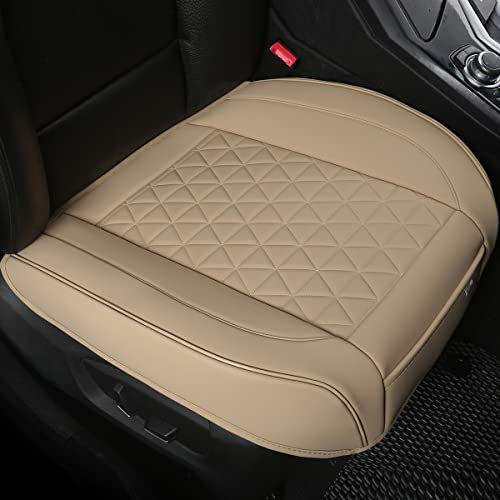 Black Panther Luxus Sitzauflage Auto PU Leder Autositzbezüg Vordersitz Universal Fit 90% der Autos Sitze, 20,8’’ * 21’’ (1 Stück - Beige)