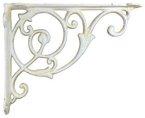 zeitzone Regalträger Shabby Chic Weiß Regalhalterung Gusseisen Antik-Stil 18x22cm