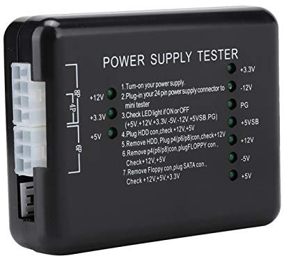fasient 20/24Pin Power Supply Tester Checker Black PSU/ATX/SATA/HDD Power Detection Tool Computer PC Power Supply Tester with Indicator Light