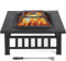 Yaheetech quadratischer Feuerkorb Feuerstelle mit Funkenschutz Feuerschalen für den Garten, Multifunktional Fire Pit für Heizung im Winter, mit Tischplatte, 80,5x80,5x49,5cm