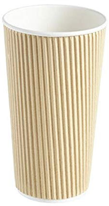 25 X 20oz Disposable Kraft Paper Cups, Triple Walled Ripple Cups for Coffee, Tea and Other Drinks Hot and Cold Disposable Tableware