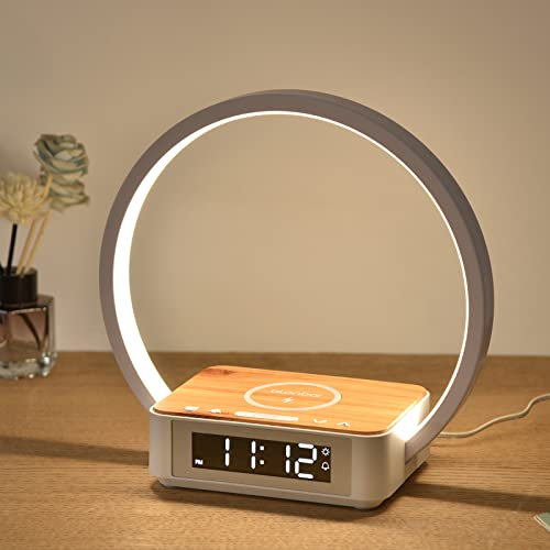 blonbar Bedside Lamp with Wake-Up Light,10W Max QI Wireless Charging,Sunrise Alarm Clock, 3 Level Brightness,LED Night Light for Bedroom, Living Room