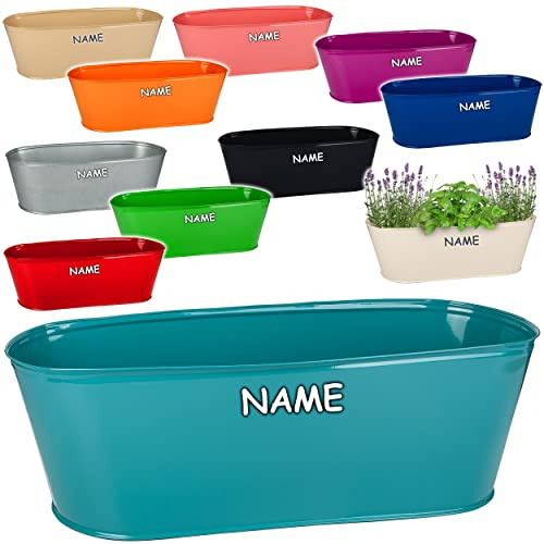 alles-meine.de GmbH 3 Stück große XL - Töpfe/Blumentöpfe Farbwahl Metall - Ø 50 cm - bunt - oval - länglich - groß - Eimer/Dekotöpfe - Übertöpfe - rostfrei Blech - bunt..