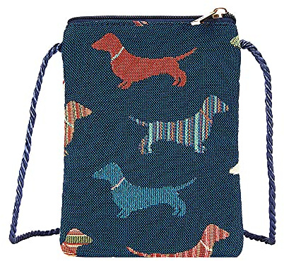Signare Tapestry Mini Crossbody Phone Bag Damen Geldbörse für Handy Handy Tasche Handy Geldbörse Smartphone Tasche Tier Design, Dashshund