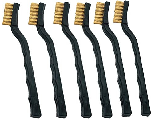 Sohaon Wire Brush Set Small Wire Brushes with Stainless Steel Brass Curved Handle for Cleaning Welding Slag and Rust (Pack of 6)