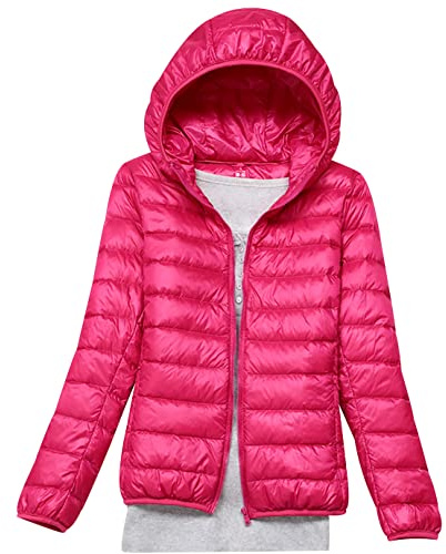 Leichte Daunenjacke Damen Puffer Jacke Damen Leichter Daunenmantel Steppjacke Damen Leicht Packable Down Jacket Women Federleichte Ultraleichte Kapuzen Daunenjacke Frauen Dünne Jacke Daunen Oversize
