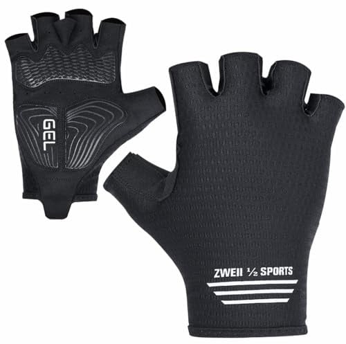 Zweii ½ Sports Sommer Fahrradhandschuhe Herren & Damen – Atmungsaktive Kurzfinger-Handschuhe mit Gelpolsterung für MTB, Rennrad & Trekking