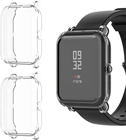 HOMTERN Lot de 2 Coques compatibles avec Amazfit GTS 2 Mini Bip U/Bip U Pro, Bip S/Bip S Lite et Bip/Bip Lite - Coque intégrale en TPU Souple et résistante aux Chocs et aux Rayures