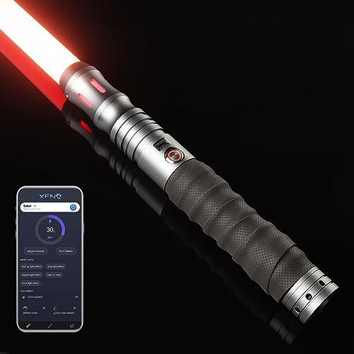 Smooth Swing Dueling Lightsaber - Motion Control Infinite RGB 16 Colors Change Light Saber, 16 Sounds Fonts Metal Hilt Black Series Light Sabers for Adults Teens Gift, Grey