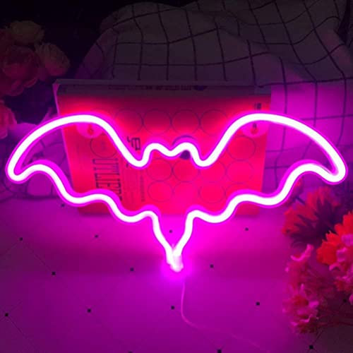 KKPLZZ Halloween-Neonschilder, LED-Fledermaus-Neonlichter, USB-/batteriebetriebenes Neonlicht-Schild, Wandkunst, Dekoration, Halloween-Umgebungslicht Zuhause, Wohnzimmer, Bar,