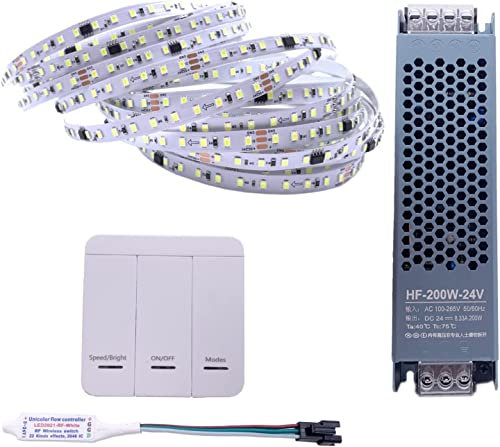 TOPXCDZ DC24V 10M WS2811 Pferderennen FÜHRTE Streifen 2835 120Led/m Laufende Wasser Fließende Licht mit Wireless Controller Kühlen natürliche Warme Weiß (Cool White)
