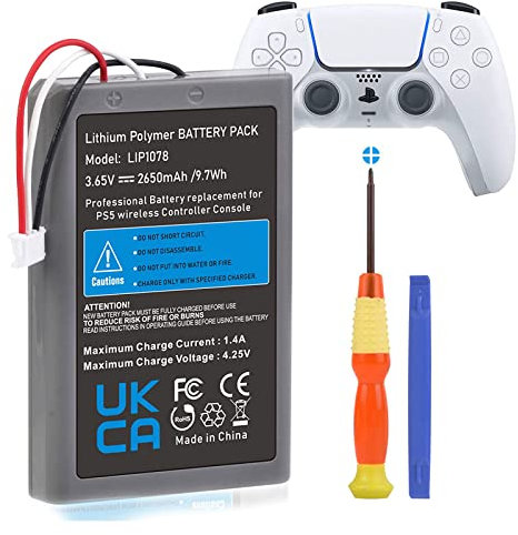 Batería para controlador PS5, Hisewen 2650 mAh LIP1708 PS5, batería de repuesto para mando inalámbrico Sony Playstation 5 DualSense CFI-ZCT1W