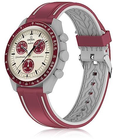 Farluya Armband kompatibel mit Moonswatch, weiches Silikon, 20 mm, Ersatzband für Omega X Swatch Moonswatch Speedmaster, Rolex, Seiko, für Damen und Herren, 20 millimeters, Silikon, Kein Edelstein