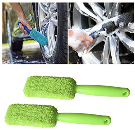 JNNJ 2Pcs Mikrofaser-Radreifen-FelgenbüRste, Premium schonende Felgenreiniger Bürste für Felgen Alufelgen, Hochwertigerkratzfreier FelgenbüRste für Moto LKW SUV(Grün)