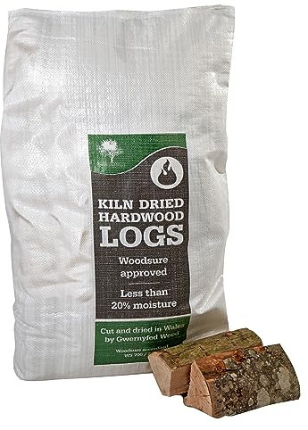 Kiln Dried Hardwood Logs - 2x Jumbo 60 Litre Sack (approx 36kg) Perfect for Log Burners, Wood Stoves Open fires, Fire Pits and Pizza Ovens - Woodsure Approved (2 x 60L Sacks)