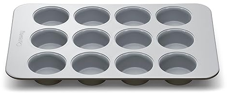 Caraway Non-Stick Ceramic-Coated 12-Cup Muffin Pan | Naturally Slick Ceramic Coating, Non-Toxic, PTFE and PFOA Free, Perfect for Cupcakes, Muffins, and More, Black