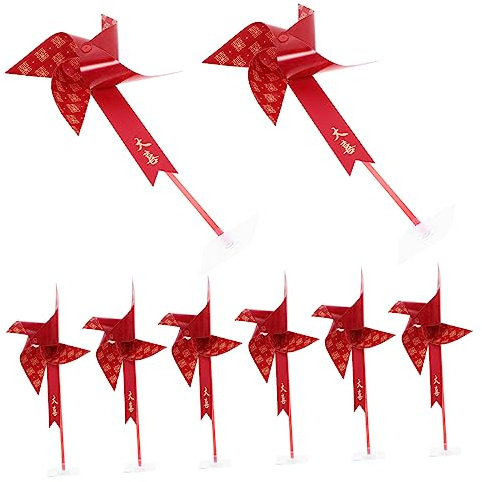 HOMSFOU 10st Wind Windmühle Windspiele Im Freien, Windrad Rasen-windrad-Ornamente Dekoratives Windrad Windmühle Für Hochzeit Rotes Windrad Hof Windmühle Hofdekor Requisiten Papier Liebe