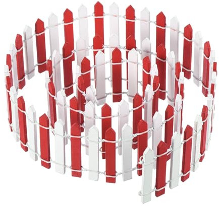 PATIKIL 35 L x 2 H Miniatur Feengarten Zaun Mini Ornament Holz Lattenzaun für Basteln Puppenhaus Garten Rot Weiß