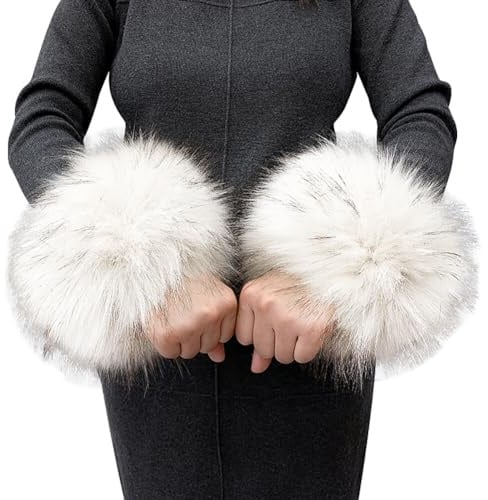 Katutude Pelz-Manschette für Damen weiche Kunstfell-Manschetten Handgelenkring Handgelenk Winter warme Manschetten Armband Fell-Handgelenkband Armstulpen Manschetten für Frauen und Mädchen