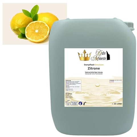 Dufte Momente | Dampfbad Emulsion 10 Liter Zitrone | geprüfte Qualität | mit naturreinen und natürlichen ätherischen Ölen | gebrauchsfertig | vegan und ohne Tierversuche