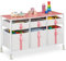 Relaxdays Meuble de Rangement pour Enfants, 6 tiroirs, Commode, env. 61,5 x 100 x 40,5 cm, Tissu et métal, Blanc/Rose