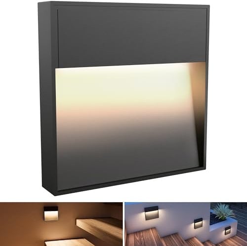 SSC-LUXon Design LED Wandleuchte ELEVA eckig anthrazit - Treppenstufenbeleuchtung für Innen & Außen rostfrei IP54 warmweiß 4W