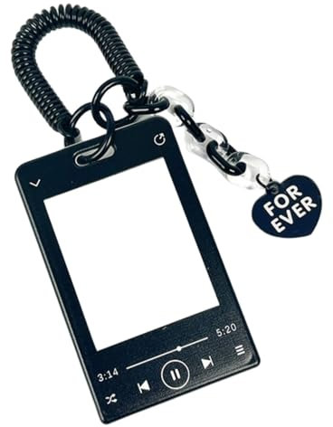 runrayay Music Player Kpop Photocard Holder, Acrylic Card Sleeves, Picture Frames, Top Loaders for Cards, 3X4 Inches, Photo Card Holder Keychain Kpop, Kpop Album - Black