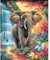 HEIBAGO Éléphants Peinture par numéros pour Adultes ou Enfants, Kit de Peinture à l'huile sur Toile par numéro pour Débutants, Peinture à l'huile DIY Fleurs pour la décoration de la Maison,40 * 50cm