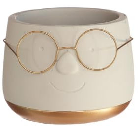 NaDeco Blumentopf mit Gesicht und Brille, in Zwei Farben und 4 Größen wählbar | Lustige Deko Pflanztöpfe | Übertopf | Blumentopf | Sukkulenten & Kakteen Topf, Farbe:Gold, Größe:Ø12 h.9 cm