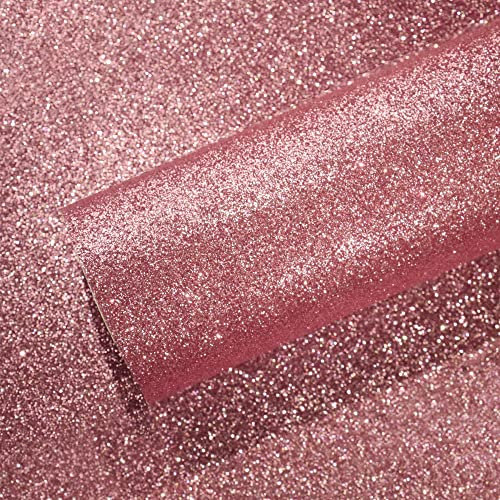 VEELIKE Papier Peint Rose Pailleté Papier Adhesif pour Meuble cuisine vinyle adhesif Tissu Stickers Meubles Deco Chambre Armoire Tiroir table Salon Décoration de Fête Amovible 40 cm x 300 cm